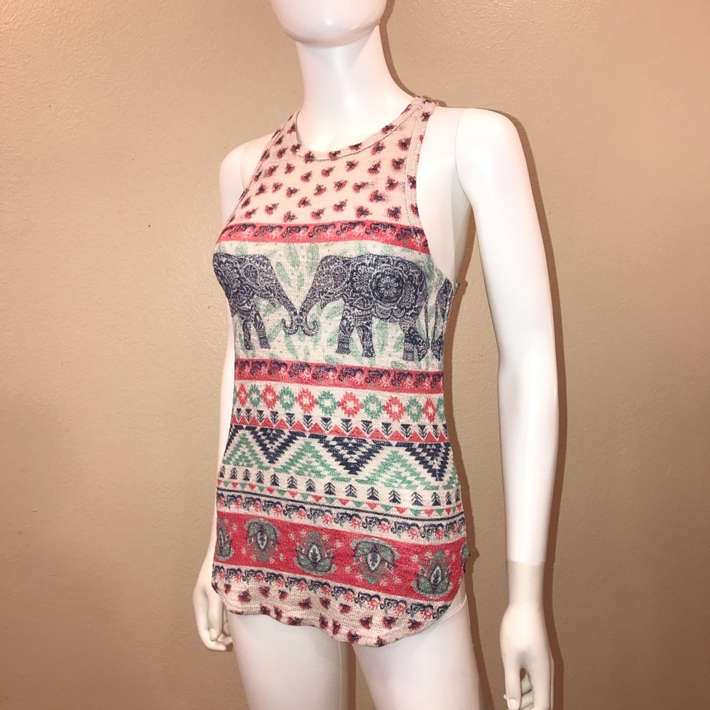 Ginger G Gauze Knit Tank Top Size Small y2k Indie Elephant Racerback USA Made